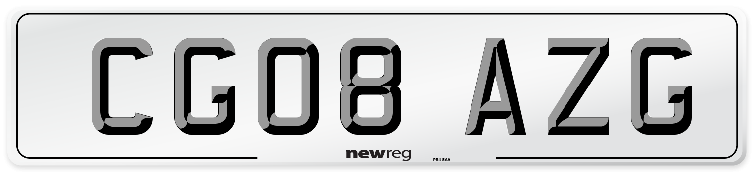 CG08 AZG Number Plate from New Reg